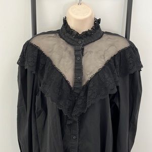 Vintage Shepler's Western Blouse Buttons down Lace Long Sleeve Women Size 20 Y2K